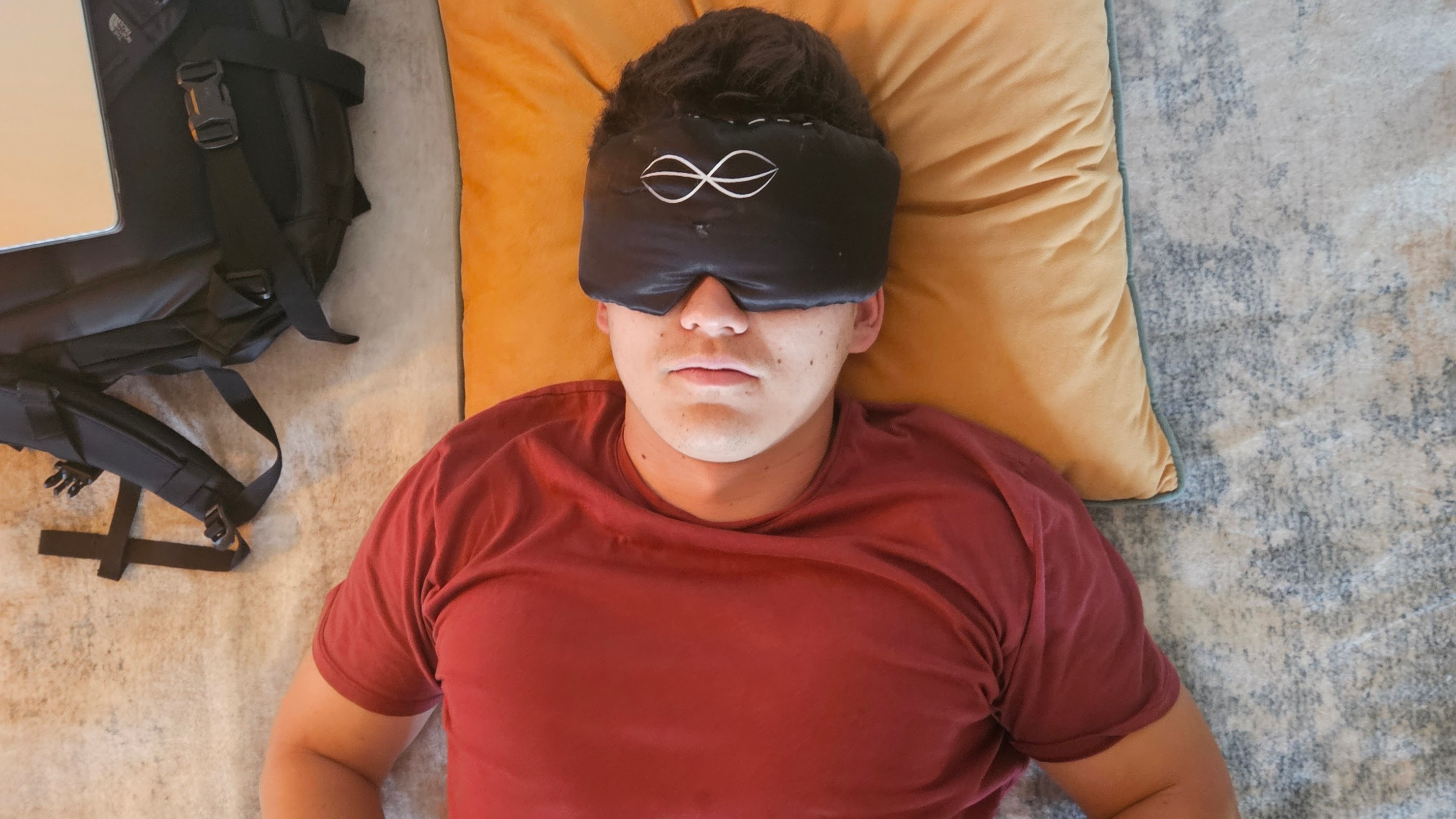 Paul wearing Dreamz while relaxing on a couch
